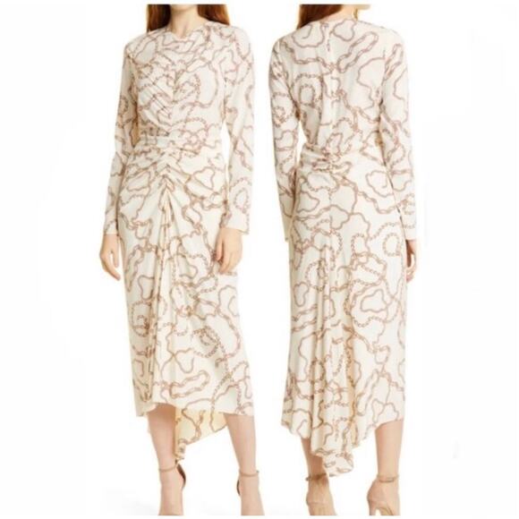 VERONICA BEARD
Kersey Ruched Silk-Blend Crepe De Chine Midi Dress Size 6 NWT - Picture 4 of 15